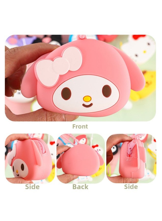 Sanrio Coin Purse Meruti Cartoon Silicone Mini Girls Cute Small Bag Headset Storage Student Handbag-Color:Zero Purse-crayon Shin-chan (leather Cord Style) - Image 4