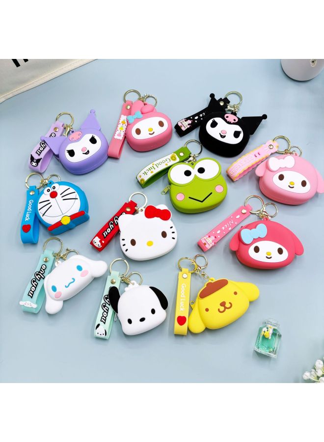 Sanrio Coin Purse Meruti Cartoon Silicone Mini Girls Cute Small Bag Headset Storage Student Handbag-Color:Zero Purse-crayon Shin-chan (leather Cord Style) - Image 2