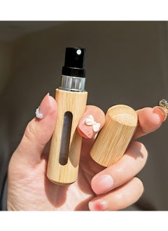 Bamboo Shell Perfume Atomizer, Refillable Spray Bottle, 8ml Portable Mini Empty Bottles, Luxury Pocket-Sized Fragrance Dispenser With Visible Window, Bottom-Fill Design For Travel & Outdoors