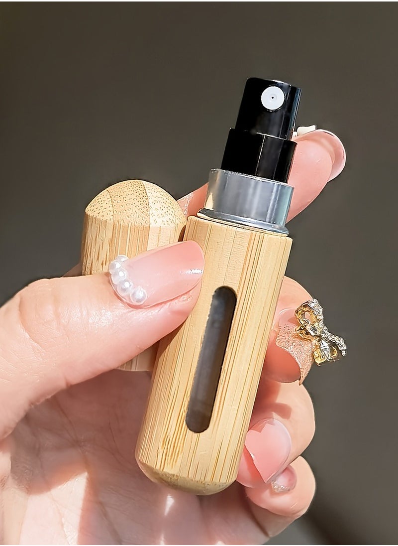 Generic - Bamboo Shell Perfume Atomizer, Refillable Spray Bottle, 8ml Portable Mini Empty Bottles, Luxury Pocket-Sized Fragrance Dispenser With Visible Window, Bottom-Fill Design For Travel & Outdoors - Image 1