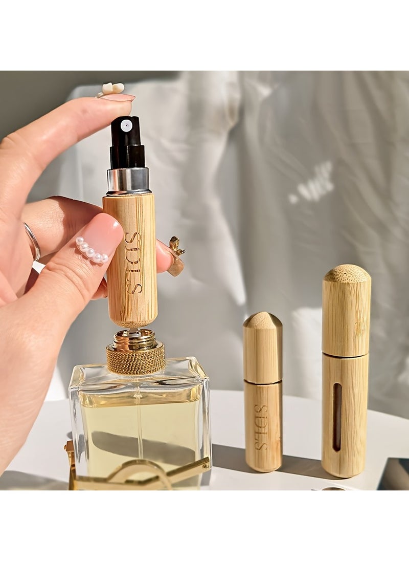 Generic - Bamboo Shell Perfume Atomizer, Refillable Spray Bottle, 8ml Portable Mini Empty Bottles, Luxury Pocket-Sized Fragrance Dispenser With Visible Window, Bottom-Fill Design For Travel & Outdoors - Image 1