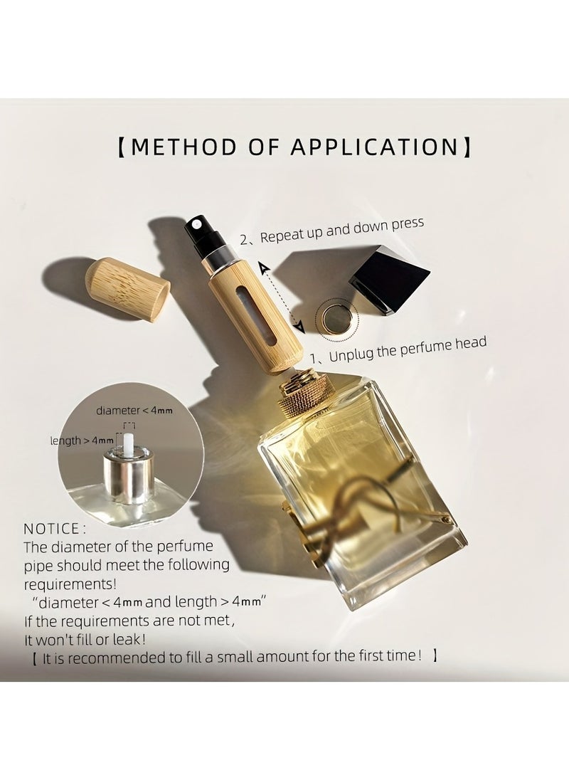 Generic - Bamboo Shell Perfume Atomizer, Refillable Spray Bottle, 8ml Portable Mini Empty Bottles, Luxury Pocket-Sized Fragrance Dispenser With Visible Window, Bottom-Fill Design For Travel & Outdoors - Image 1