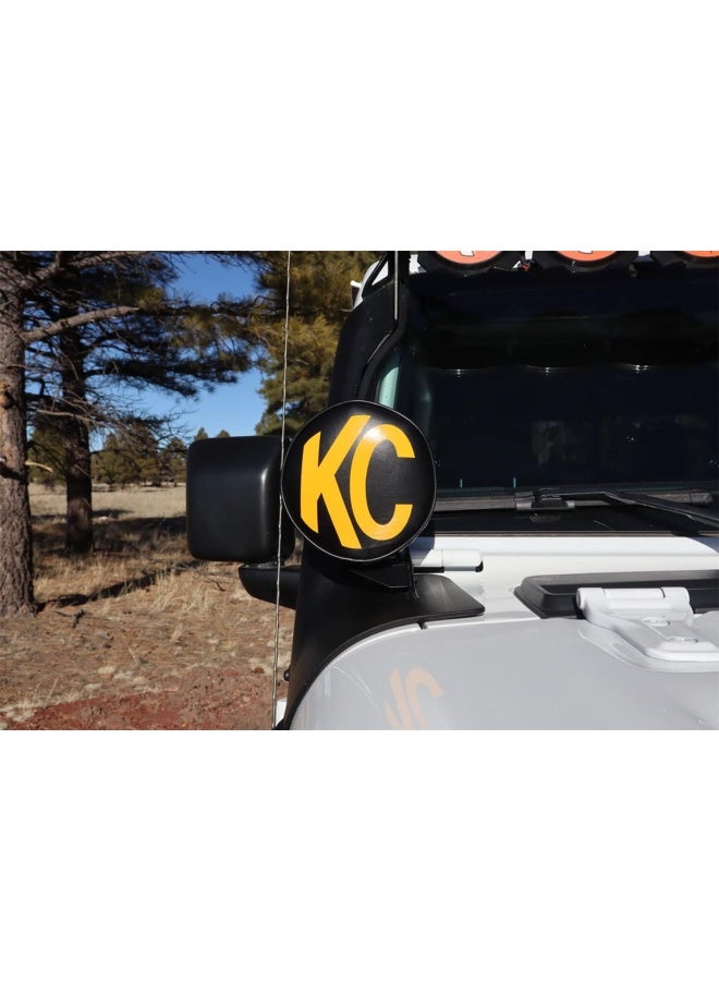 KC غطاء ضوء ناعم KC HiLiTES 5102 مقاس 6 بوصات دائري أصفر على خلفية سوداء بشعار KC - Image 4