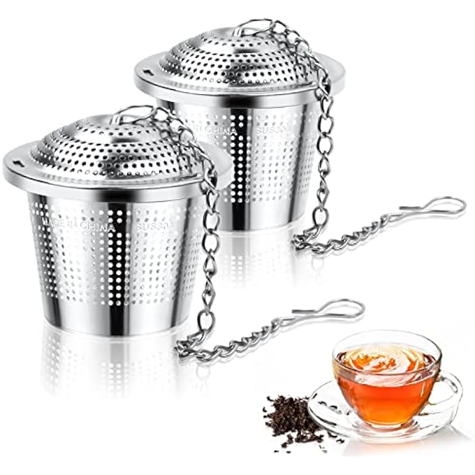 Vicloon Tea Infuser 2 Pcs 304 Stainless Steel Tea Strainer Food Grade Mesh Tea Filter Premium Tea Filter Tea Interval Diffuser For Loose Leaf Tea And Mulling Spices Tea Infuser - Image 2