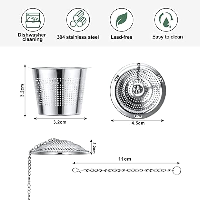 Vicloon Tea Infuser 2 Pcs 304 Stainless Steel Tea Strainer Food Grade Mesh Tea Filter Premium Tea Filter Tea Interval Diffuser For Loose Leaf Tea And Mulling Spices Tea Infuser - Image 3