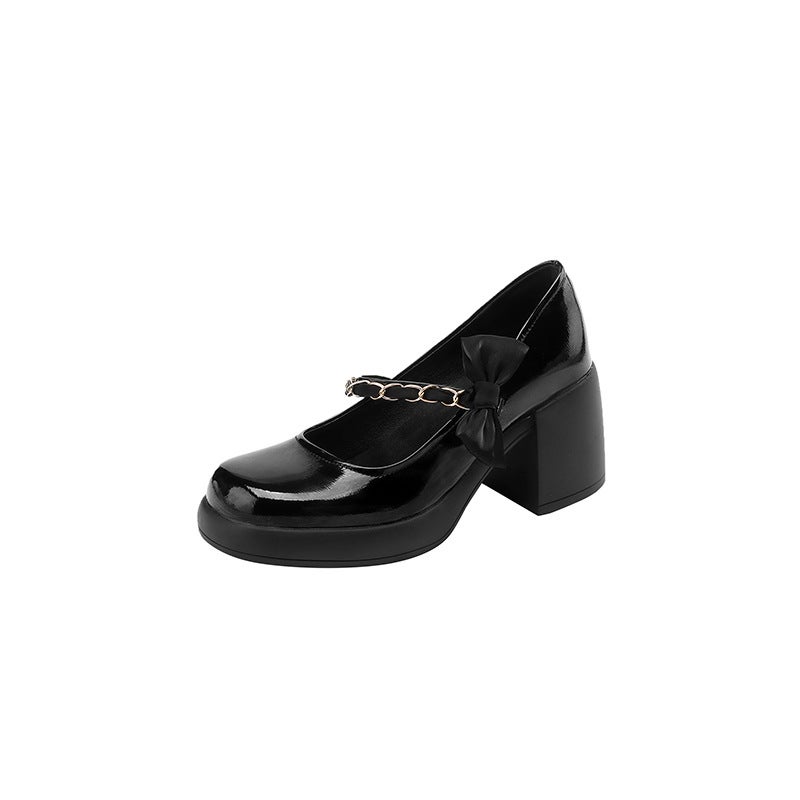 2024 Spring Fashion High-Heeled Women'S Shoes 33-43 Bow Chain Shallow Mouth Shoe Tide - Image 1