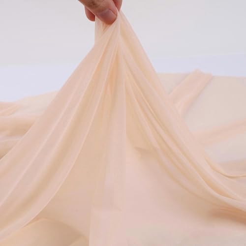 Filloxy Net Fabric Cloth for Multi Purpose Decoration, Parties, Costumes, Gift Packing, Party Decor, Backdrop Material mandap, Pooja Background Ribbon Wedding Decoration (Cream, 2 Meter), Solid - Image 2