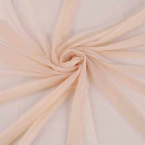 Filloxy Net Fabric Cloth for Multi Purpose Decoration, Parties, Costumes, Gift Packing, Party Decor, Backdrop Material mandap, Pooja Background Ribbon Wedding Decoration (Cream, 2 Meter), Solid - Image 1