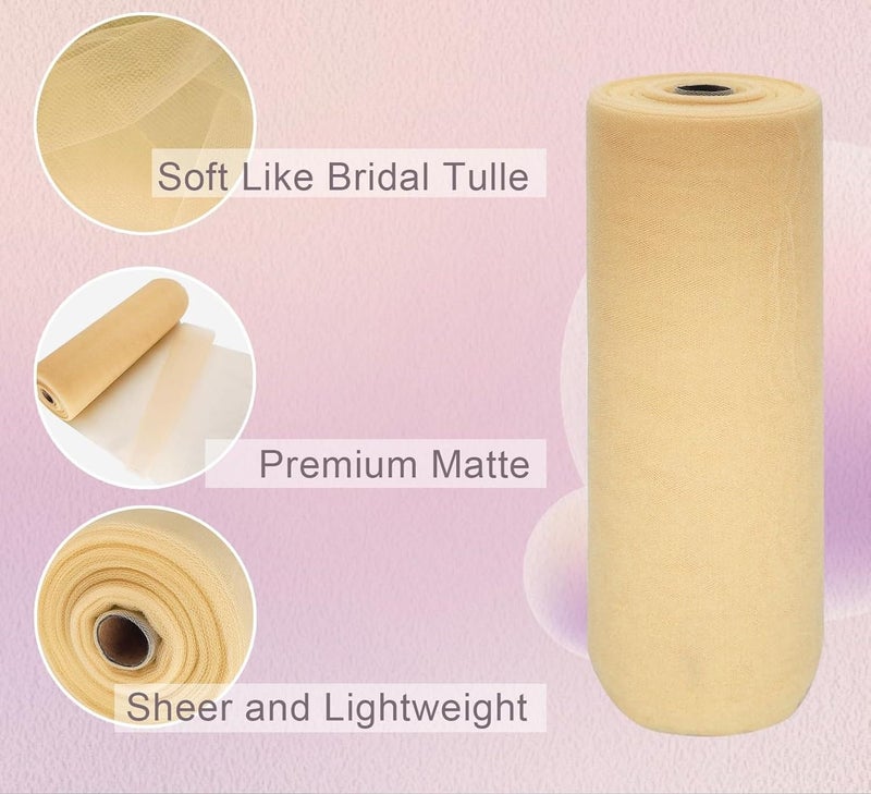 Filloxy Net Fabric Cloth for Multi Purpose Decoration, Parties, Costumes, Gift Packing, Party Decor, Backdrop Material mandap, Pooja Background Ribbon Wedding Decoration (Cream, 2 Meter), Solid - Image 5