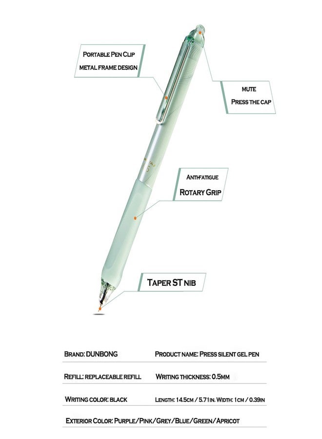 DUNBONG Retractable 0.5mm Porous Point Pen, metal clip, non-slip pen holder, Black ink gel pens, Box of 6 Pens (6) - Image 2