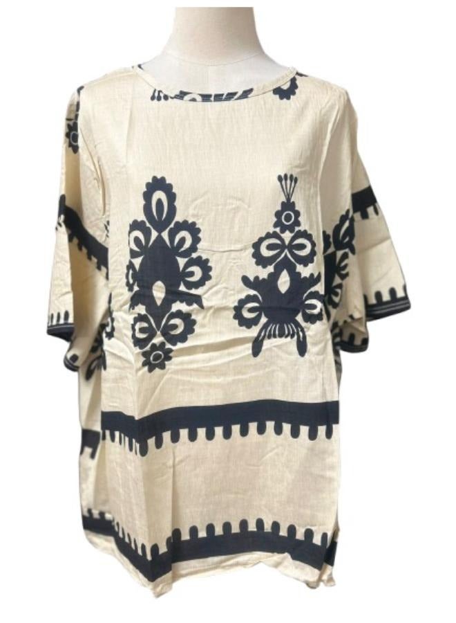 2pc Linen Printed Co-Ord Set for Women - Lightweight and Breathable Outfit - Casual Summer Top and Wide Leg Pants Fit Medium to Large - Image 2