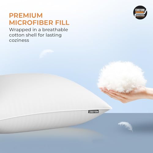 CareFoam Height Adjustable Microfiber Sleeping Pillows – Set of 8 | 16" x 24"| Soft, Supportive & Washable | Ideal for Back, Side & Stomach Sleepers | White - Image 3