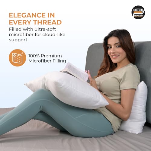 CareFoam Height Adjustable Microfiber Sleeping Pillows – Set of 8 | 16" x 24"| Soft, Supportive & Washable | Ideal for Back, Side & Stomach Sleepers | White - Image 4