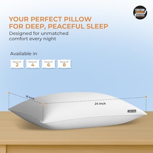 CareFoam Height Adjustable Microfiber Sleeping Pillows – Set of 8 | 16" x 24"| Soft, Supportive & Washable | Ideal for Back, Side & Stomach Sleepers | White - Image 2