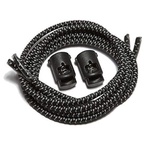 IBUNGEE LACES (Elastic No Tie Shoelaces (Reflective), (Black, 34-Inch) - Image 1