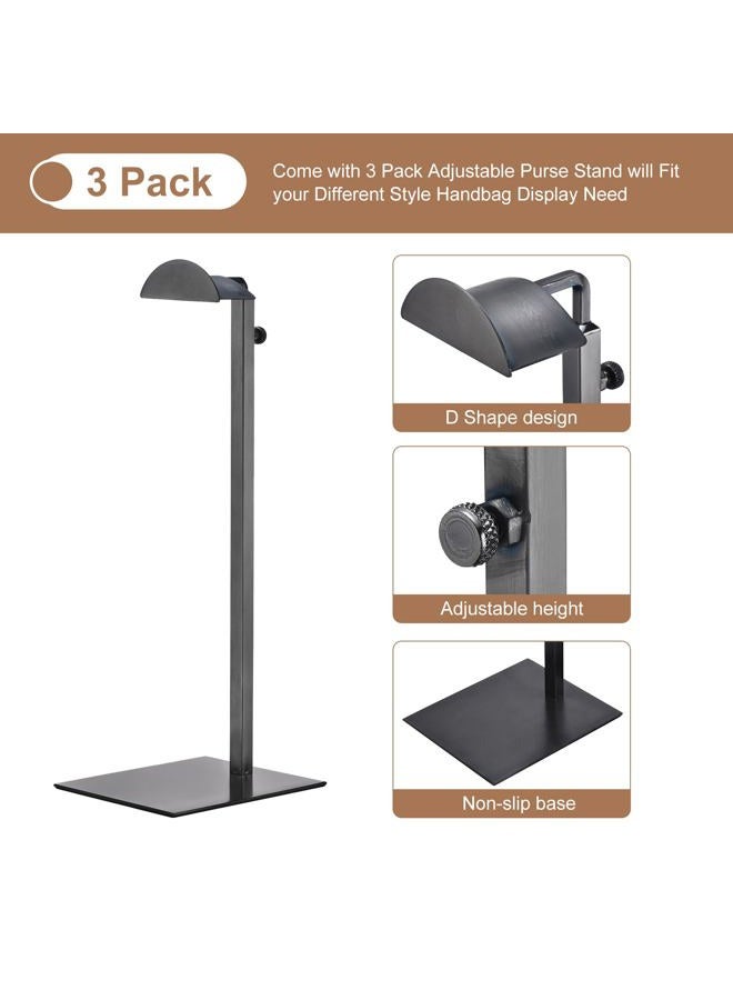 uxcell Purse Display Stand Set 3 Pack Metal Adjustable Handbag Rack Single Hook Holder for Boutique Store - Black - Image 4