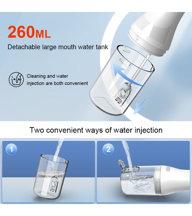 Water Flosser Toothpicks Portable Cordless Oral Irrigator White Rechargeable Cleaning Device For Braces Bridges And Gum Care Travel Home Use - Image 5