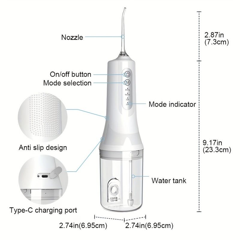 Water Flosser Toothpicks Portable Cordless Oral Irrigator White Rechargeable Cleaning Device For Braces Bridges And Gum Care Travel Home Use - Image 2