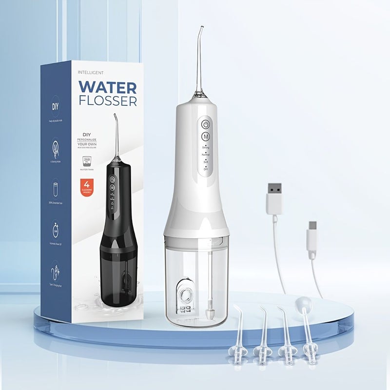 Water Flosser Toothpicks Portable Cordless Oral Irrigator White Rechargeable Cleaning Device For Braces Bridges And Gum Care Travel Home Use - Image 1