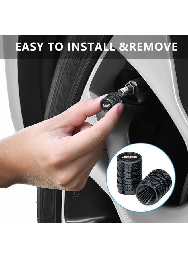 Jeep Metal Car Tire Air Caps Cover Car Tire Accessories for Jeep Grand Cherokee Comander Wrangler Compass Renegade Patriot, 4Pcs Car Tire Valve Stem Caps,Anti-Corrosion Leak-Proof,Black  - Image 3