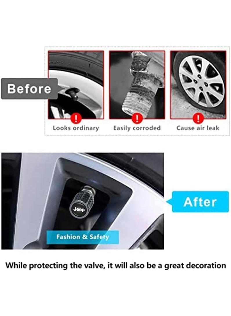 Jeep Metal Car Tire Air Caps Cover Car Tire Accessories for Jeep Grand Cherokee Comander Wrangler Compass Renegade Patriot, 4Pcs Car Tire Valve Stem Caps,Anti-Corrosion Leak-Proof,Black  - Image 5