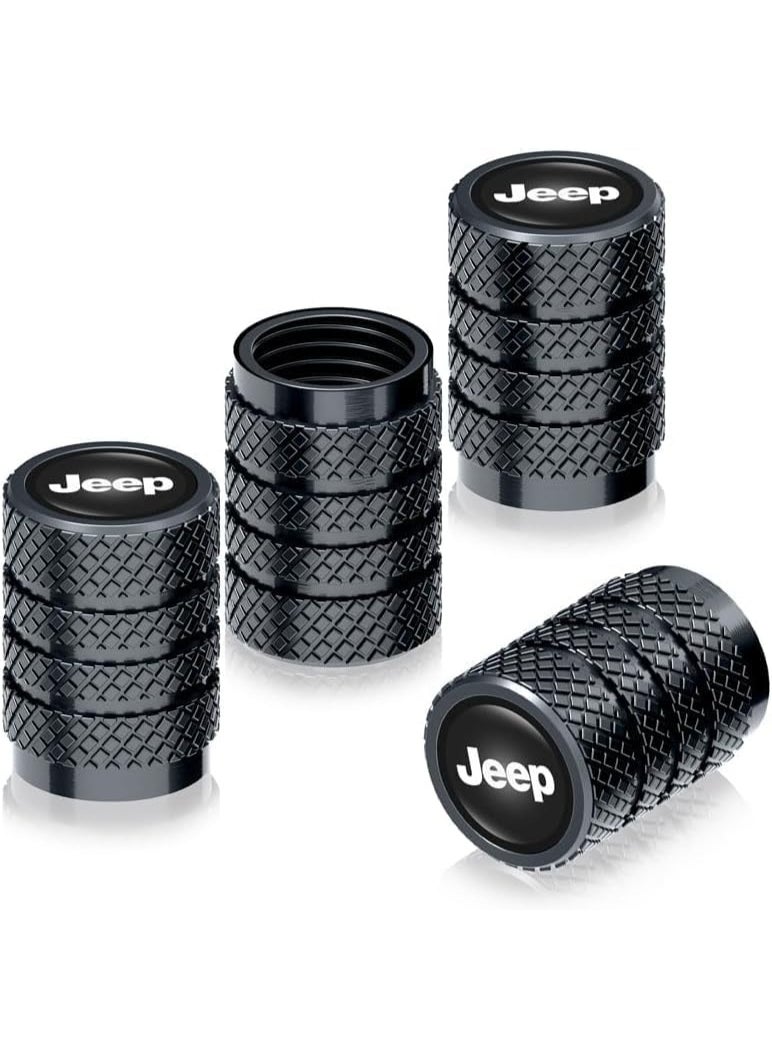Jeep Metal Car Tire Air Caps Cover Car Tire Accessories for Jeep Grand Cherokee Comander Wrangler Compass Renegade Patriot, 4Pcs Car Tire Valve Stem Caps,Anti-Corrosion Leak-Proof,Black  - Image 2