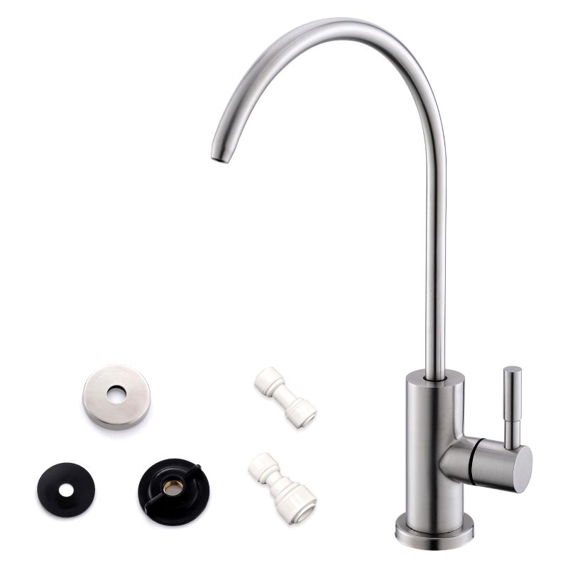 WEWE Drinking Water Faucet for Kitchen Sink, Kitchen Water Filter Faucet Stainless Steel for Reverse Osmosis or Water Filtration System Beverage Non-Air Gap RO Faucet Brushed Nickel Finish - Image 1