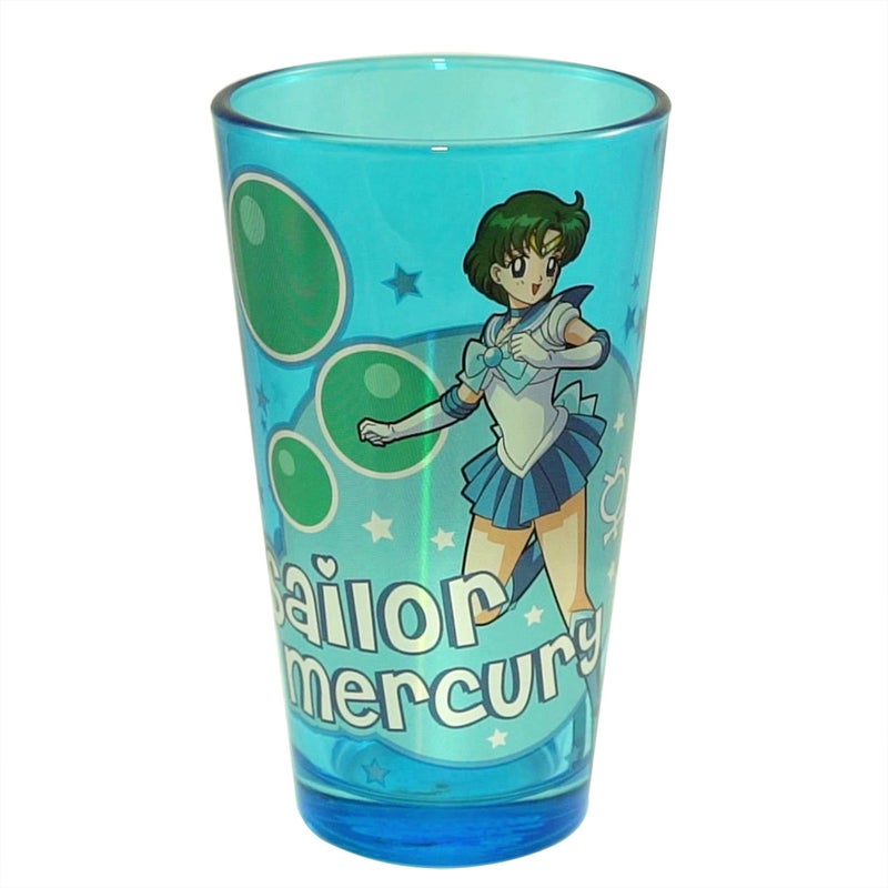 JUST FUNKY Sailor Moon OFFICIAL Sailor Mercury Pint Glass 16oz Blue