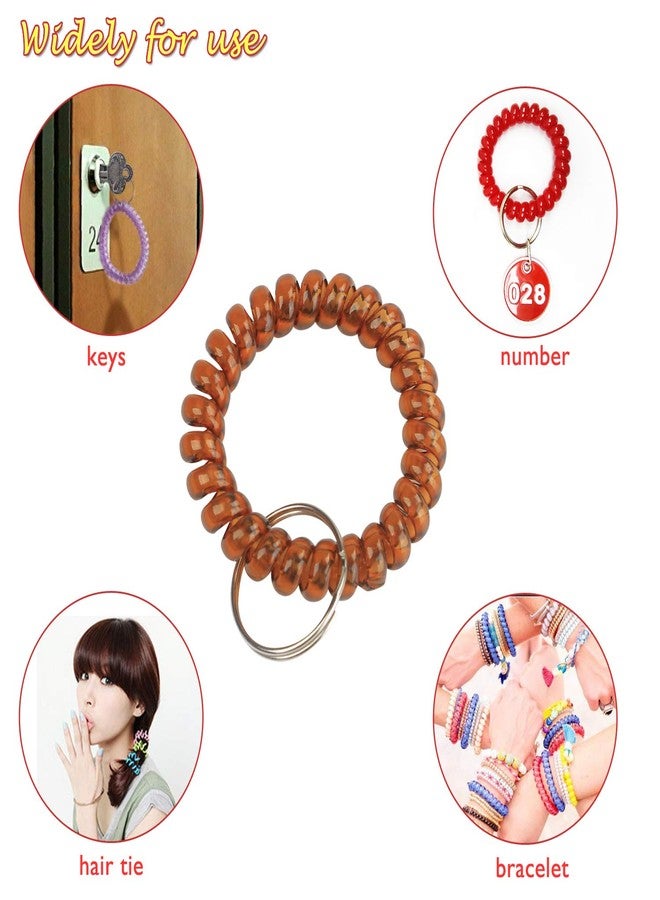 بي اي اتش ار تي سي مجموعة من 5 أساور مفاتيح حلزونية ملونة من BIHRTC، قابلة للتمدد، بألوان عشوائية. - Image 4