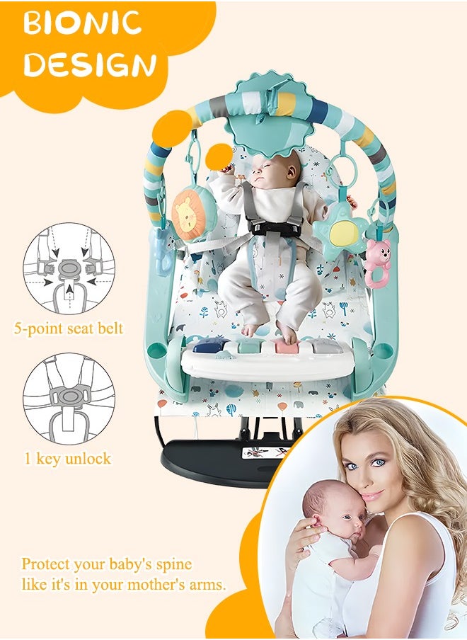 2 In1 Foldable Baby Rocking Chair Comfortable Infant Rocker with Fitness Frame Baby Lounger