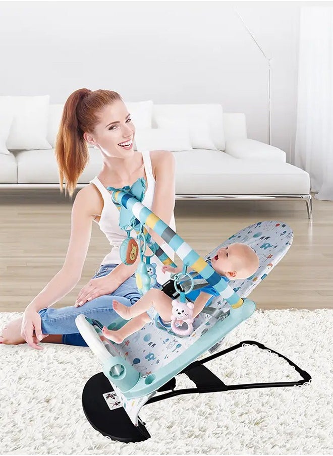 2 In1 Foldable Baby Rocking Chair Comfortable Infant Rocker with Fitness Frame Baby Lounger