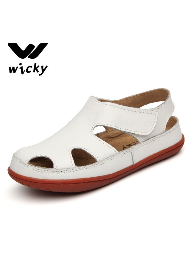 Cowhide Boys' Sandals Baotou Summer Style Breathable Soft Sole Non-slip Children's Sandals Leather Girls' Beach Shoes