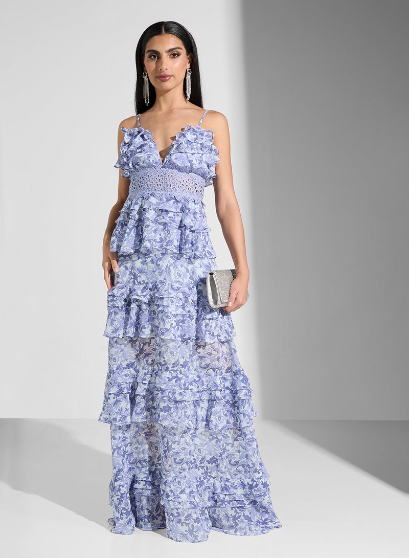 True Decadence - Floral Print Strappy Maxi Dress - Image 1