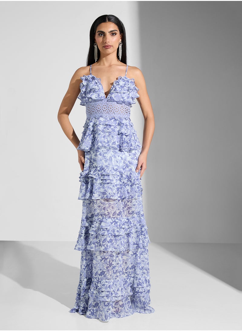 True Decadence - Floral Print Strappy Maxi Dress - Image 1