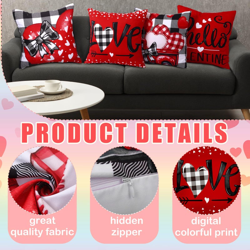 VitalCozy 12 Pcs Valentine's Day St Patrick's Day Easter Pillow Covers 18 x 18 Inch Heart Shamrock Bunny Throw Pillow Covers Buffalo Plaid Pillowcases for Holiday Couch Sofa Bed Party Decor Gifts - Image 5