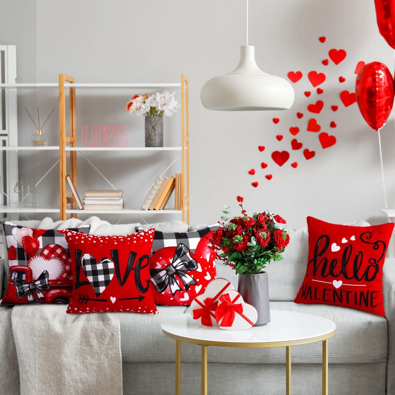 VitalCozy 12 Pcs Valentine's Day St Patrick's Day Easter Pillow Covers 18 x 18 Inch Heart Shamrock Bunny Throw Pillow Covers Buffalo Plaid Pillowcases for Holiday Couch Sofa Bed Party Decor Gifts - Image 2