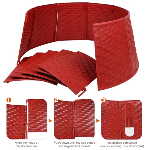 Blissun Christmas Tree Collar, 28.7" D Round Plastic Christmas Tree Ring, Christmas Tree Skirt for Artificial Christmas Trees Decoration (Red) - Image 3