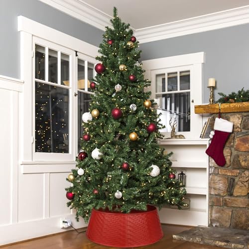 Blissun Christmas Tree Collar, 28.7" D Round Plastic Christmas Tree Ring, Christmas Tree Skirt for Artificial Christmas Trees Decoration (Red) - Image 5