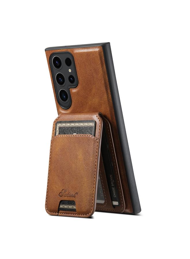 Suteni Case For Samsung Galaxy S22 Ultra 5G H15 Oil Eax Leather Detachable Wallet Back Phone Case - Image 3