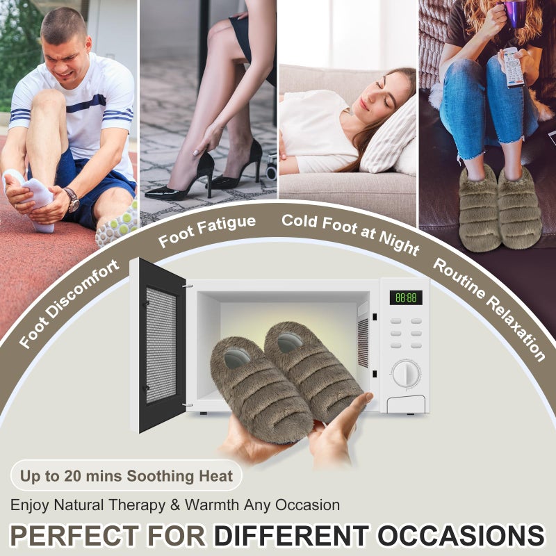 SUZZIPAD Heated Slippers and Feet Warmers for Bed, Microwave Heated Slipper for Women & Man, Feet Warmers for Cold Day, S/M - Image 2