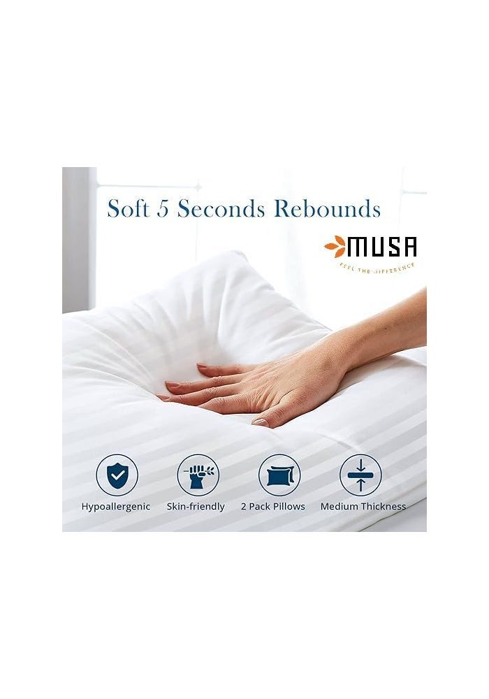 MUSA HOME King Pillows for Sleeping - Set of 2 Luxury Down Alternative Bed Pillows (50x80 cm) - Image 4