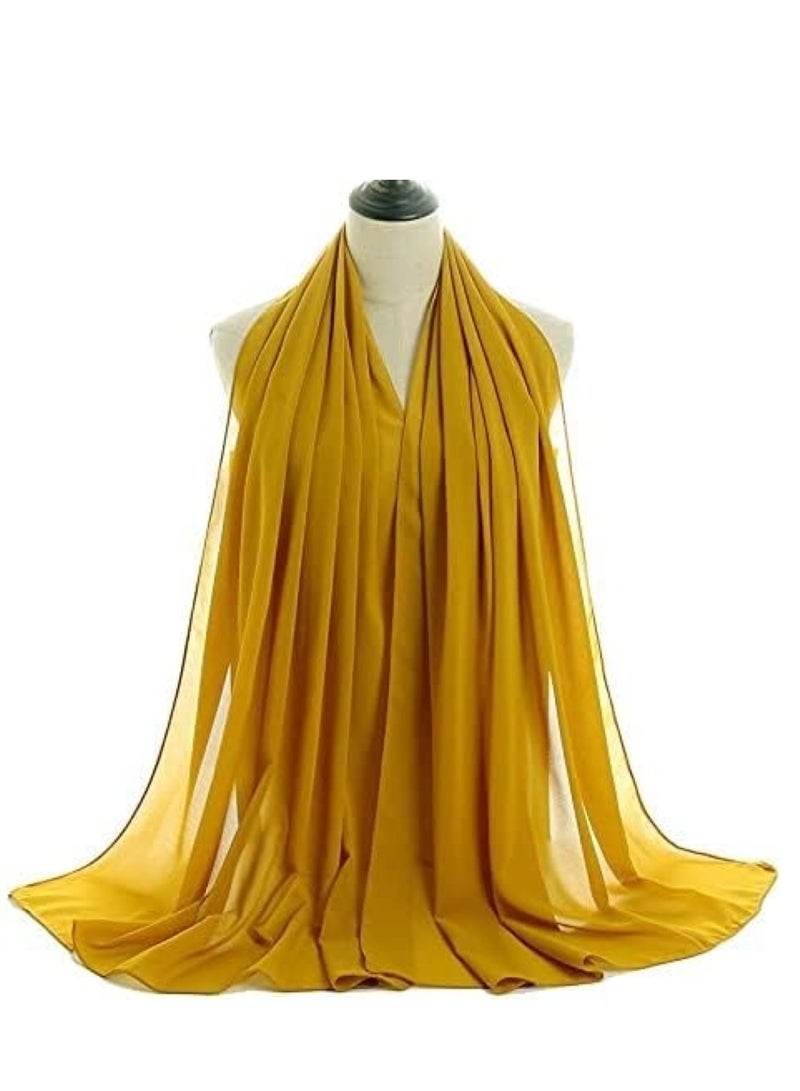 Sky cashmere وشاح شيلة دجليل شيفون ناعم باللون الأصفر  - Image 3