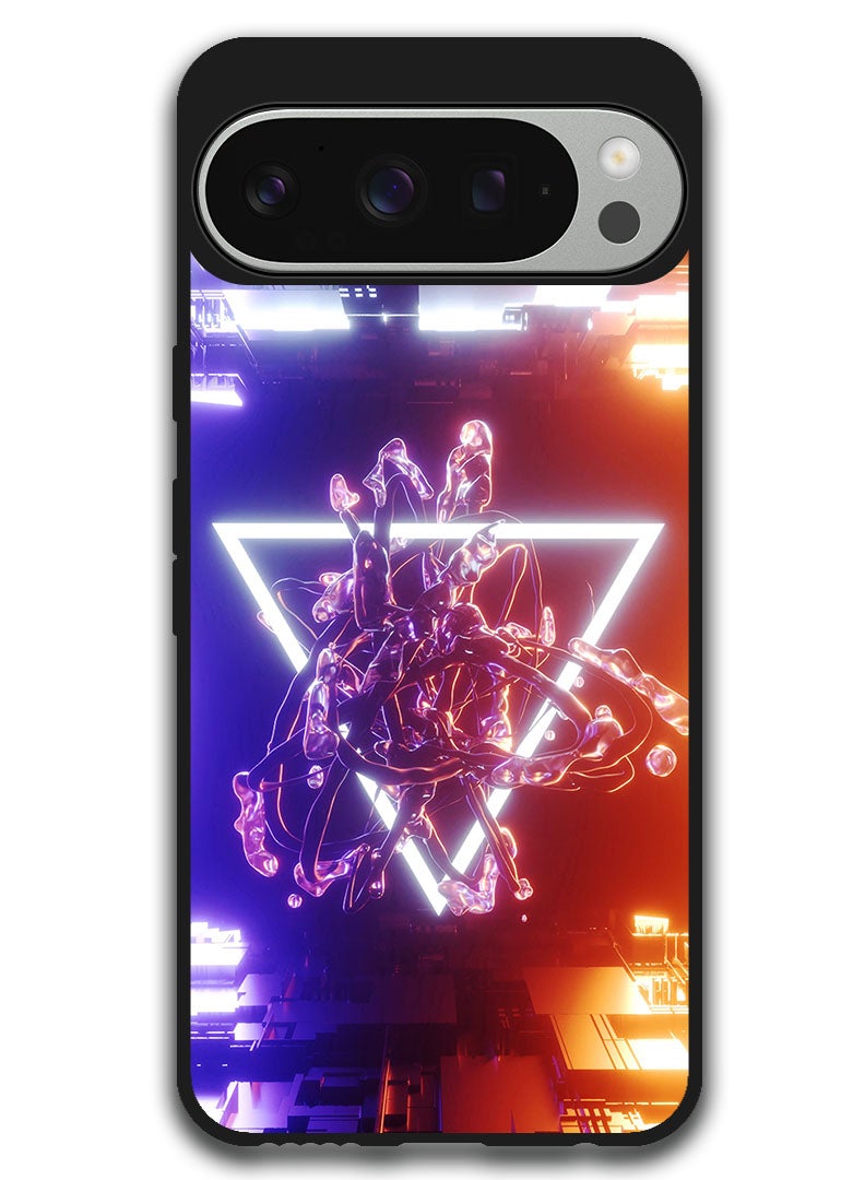 Theodor Protective Case Anti Scratch Shock Proof Bumper Cover For Google Pixel 9 Pro triangle_clot_neon - Image 1