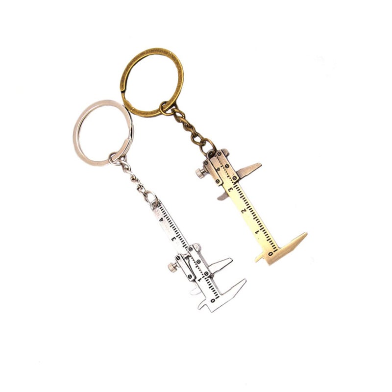 Safigle 2pcs Mini Vernier Caliper Keychain Pocket Ruler Metric Imperial for Engineers - Image 1