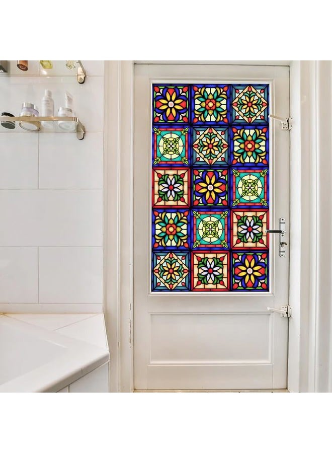 Heimerdinger Mexican Talavera Style Privacy Window Film Non-Adhesive Frosted Decorative Glass Film Static Cling Film for Bathroom Shower Room,Glass Film (Mexican Talavera 01) - Image 4
