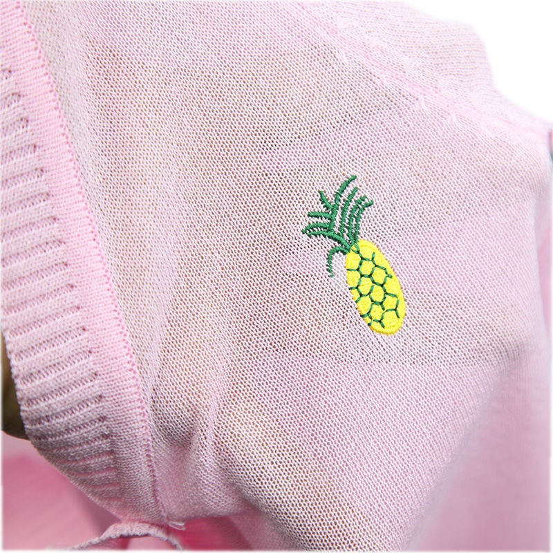 2024 New Girls Knit Cardigan Breathable UV Protection Rose Red - Image 1