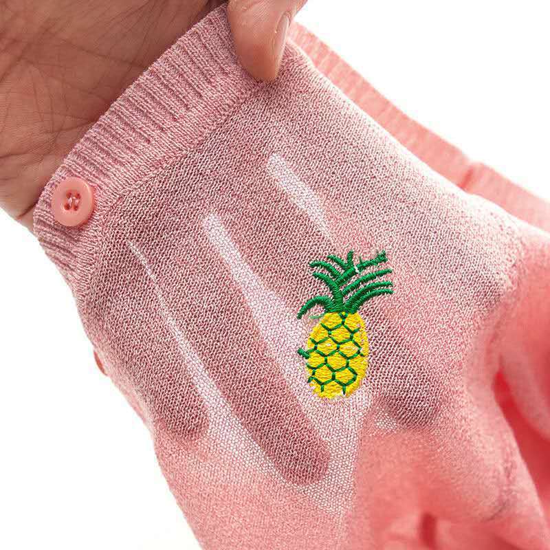 2024 New Girls Knit Cardigan Breathable UV Protection Rose Red - Image 4