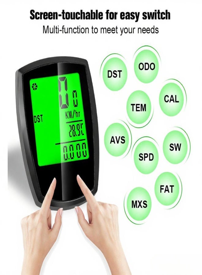 ويست بايكنج كمبيوتر دراجة لاسلكي وسلكي، عداد سرعة، عداد مسافة، مقاوم للماء، شاشة LCD بإضاءة خلفية، كمبيوتر دراجة جبلية، ساعة توقيت - Image 4