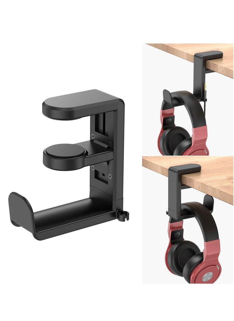 Milatech Color Headphone Hook Stand Hanger for PC Gaming Headsets, Headphone Holder with Adjustable and Rotating Arm Clip, Under Desk Design, Universal Fit, Built-in Cable Clip  - Image 1