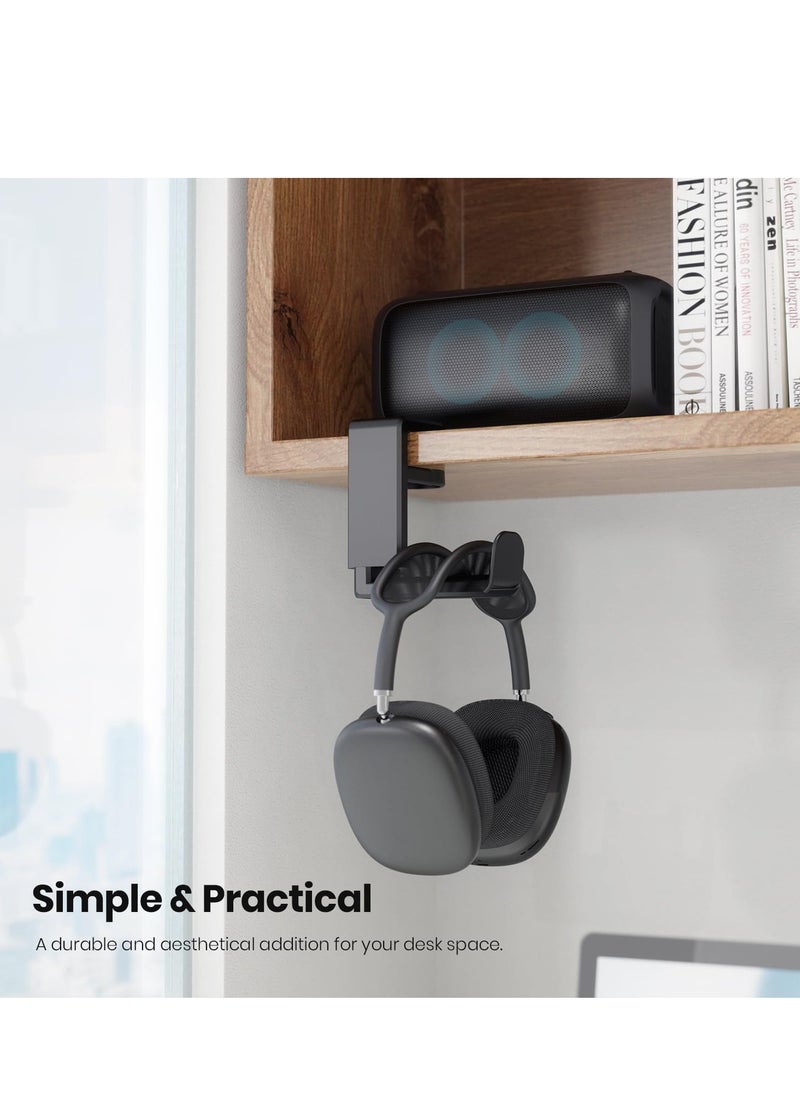 Milatech Color Headphone Hook Stand Hanger for PC Gaming Headsets, Headphone Holder with Adjustable and Rotating Arm Clip, Under Desk Design, Universal Fit, Built-in Cable Clip  - Image 2